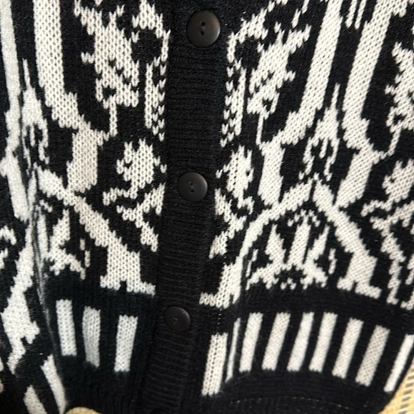 Jamie Scott Vintage 1990s Y2K Black White William Morris Pattern Cardigan Small - Picture 8 of 16